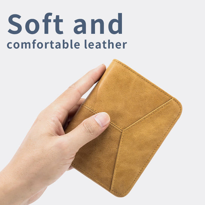 Herren RFID Bifold Trifold Geldbörse Einfarbige Leder Multifunktionale Geldbörse