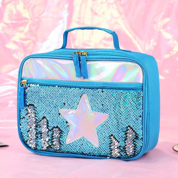 Lunchtasche für Kinder mit Glitzer-Herzmuster, isolierte Tasche