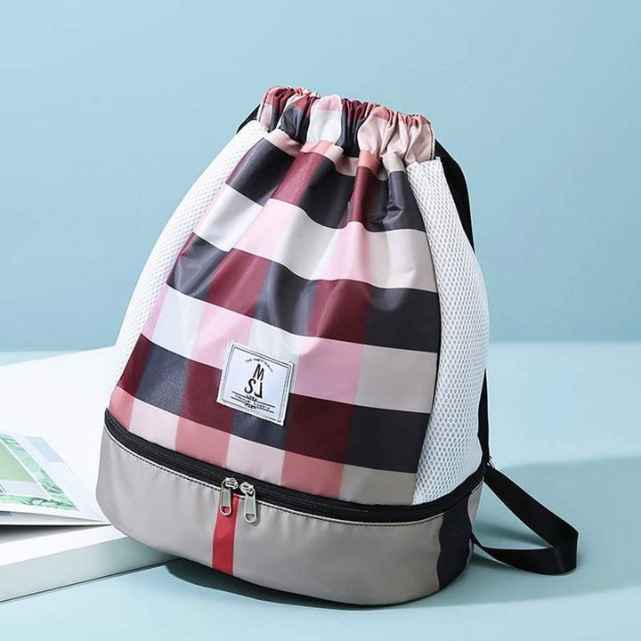 Wasserdichter Kordelzug-Rucksack, Sportsack, Mini-Reise-Tagesrucksack mit Schuhfach