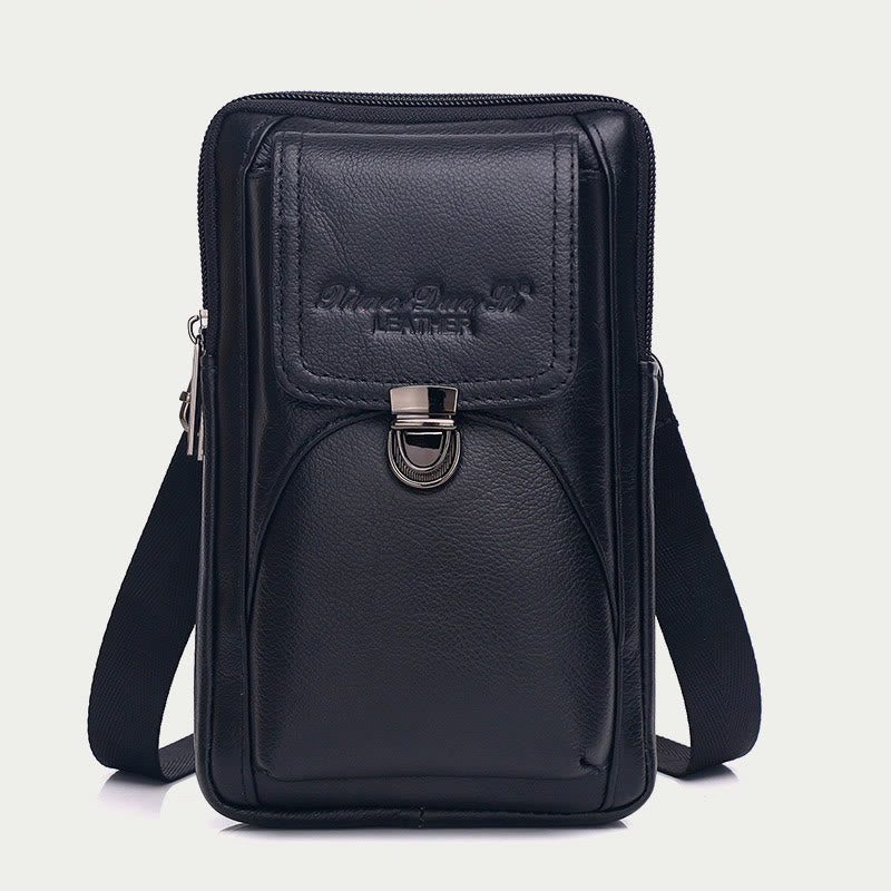 Kleine Umhängetasche für Herren, Business-Tasche aus echtem Leder, tragbar