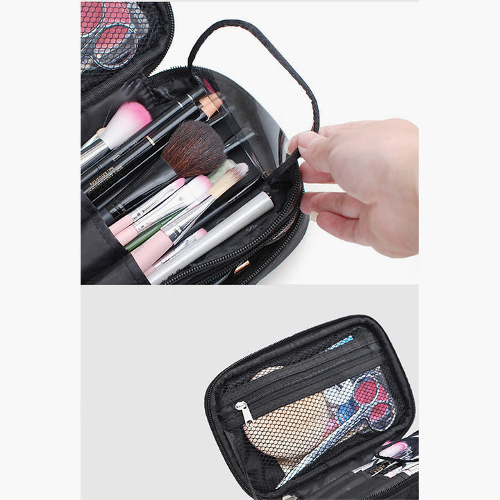 Wasserdichte Make-up-Tasche mit zwei Fächern, tragbare Aufbewahrungstasche aus Nylon