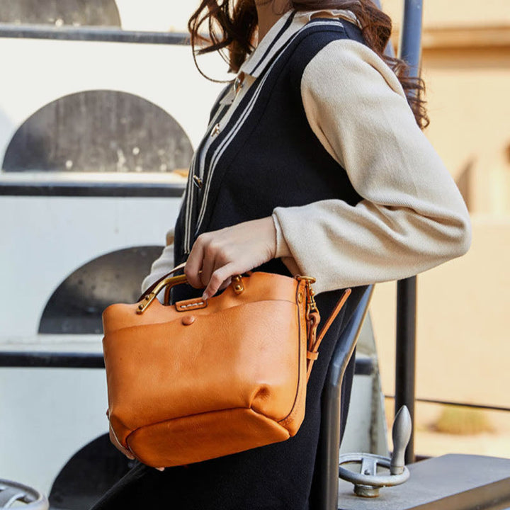 Tragetasche für Damen, elegante, Freizeit-Umhängetasche aus weichem Leder