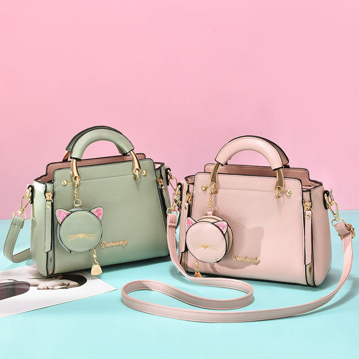 Süße Kätzchen-Handtasche mit abnehmbarem Riemen für Damen, Umhängetasche