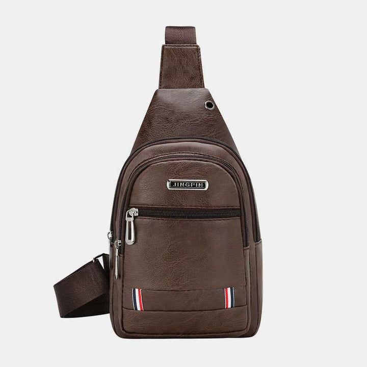 Sling Bag für Herren, wasserdichte Business-Umhängetasche aus braunem Leder