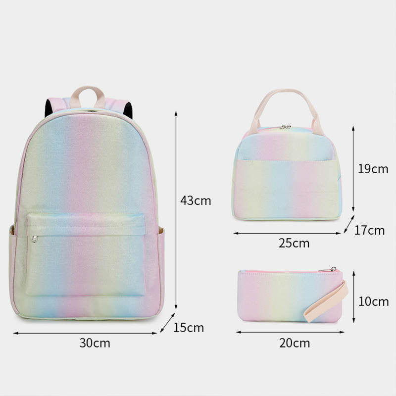 3-teiliges wasserdichtes Rucksackset mit Farbverlauf und großer Kapazität