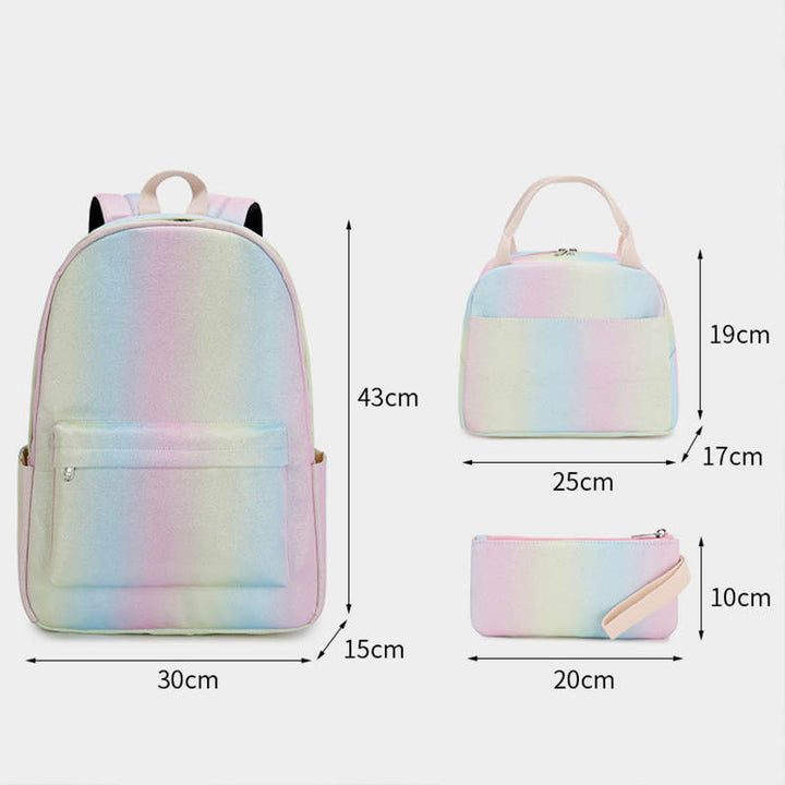 3-teiliges wasserdichtes Rucksackset mit Farbverlauf und großer Kapazität