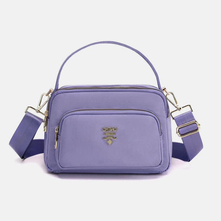 Umhängetasche mit Dreifach-Reißverschluss für Damen, wasserdichte, leichte Schulterhandtasche aus Nylon