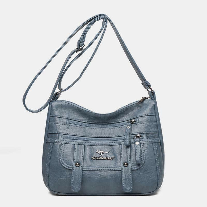Umhängetasche für Damen, mehrere Taschen, weiches Leder, Reißverschlusstasche, Schultertasche