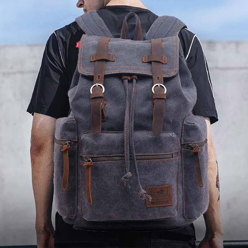 Großer Canvas-Rucksack im Vintage-Stil