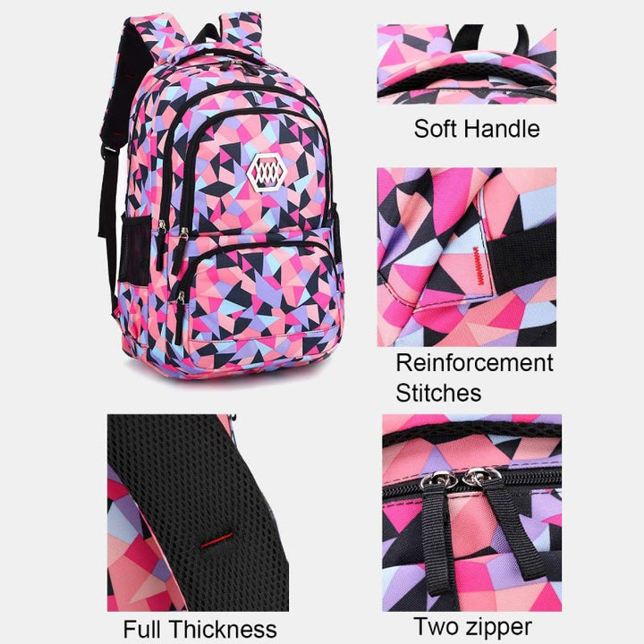 Schultasche mit Rollenden Rädern für Jungen und Mädchen, bunt bedruckter Rucksack