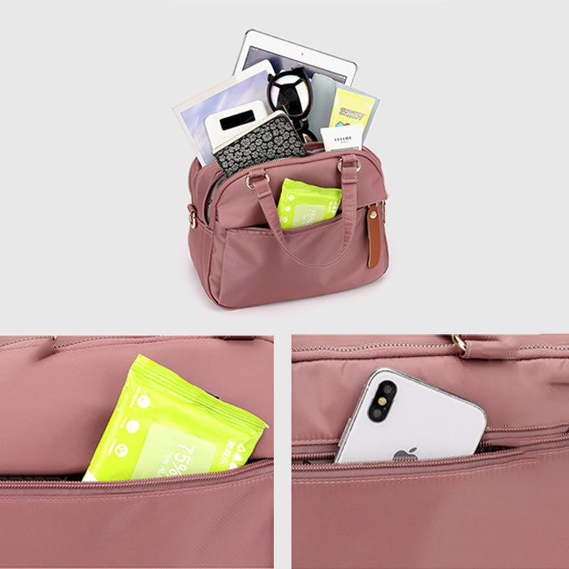 Handtasche für Damen, leicht, mehrere Taschen, abnehmbarer Riemen, Umhängetasche