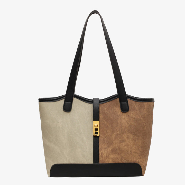 Elegante, farblich passende Tragetasche, große Schultertasche aus Leder für Damen