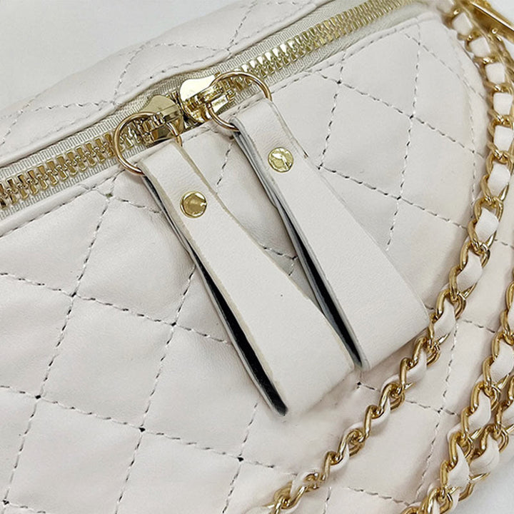 Rhomboid gesteppte Brusttasche Damen Gürteltasche mit Kettendekor