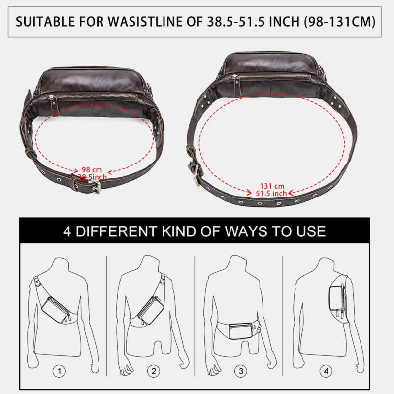 Gürteltasche aus echtem Leder, Brusttasche mit verstellbarem Gürtel