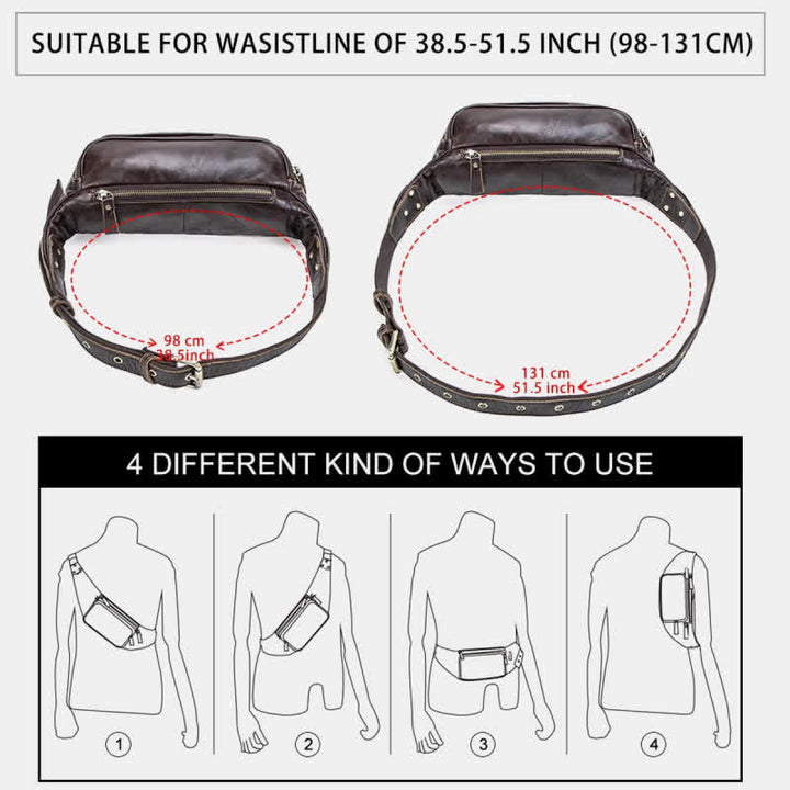 Gürteltasche aus echtem Leder, Brusttasche mit verstellbarem Gürtel