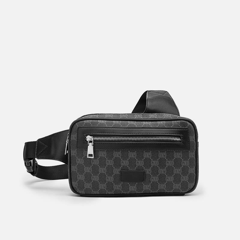 Schultertasche für Herren, Vintage, leicht, Umhängerucksack mit Monogramm-Print