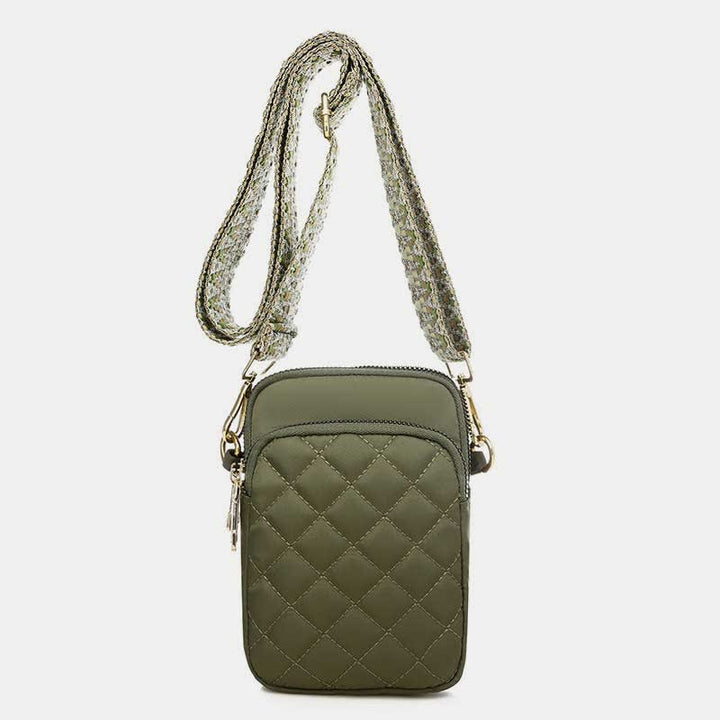 Gesteppte Umhängetasche mit dreifachem Reißverschluss, Handytasche, Schultertasche für Frauen und Mädchen