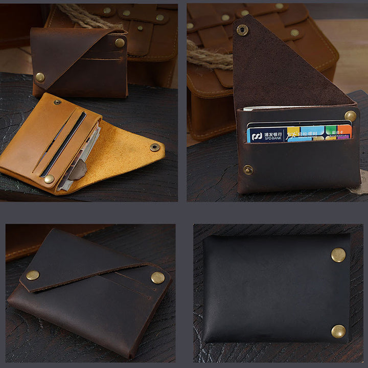 Retro-Handgemachtes Echtleder Kartenetui Vordertasche Geldbörse Münzgeldbörse