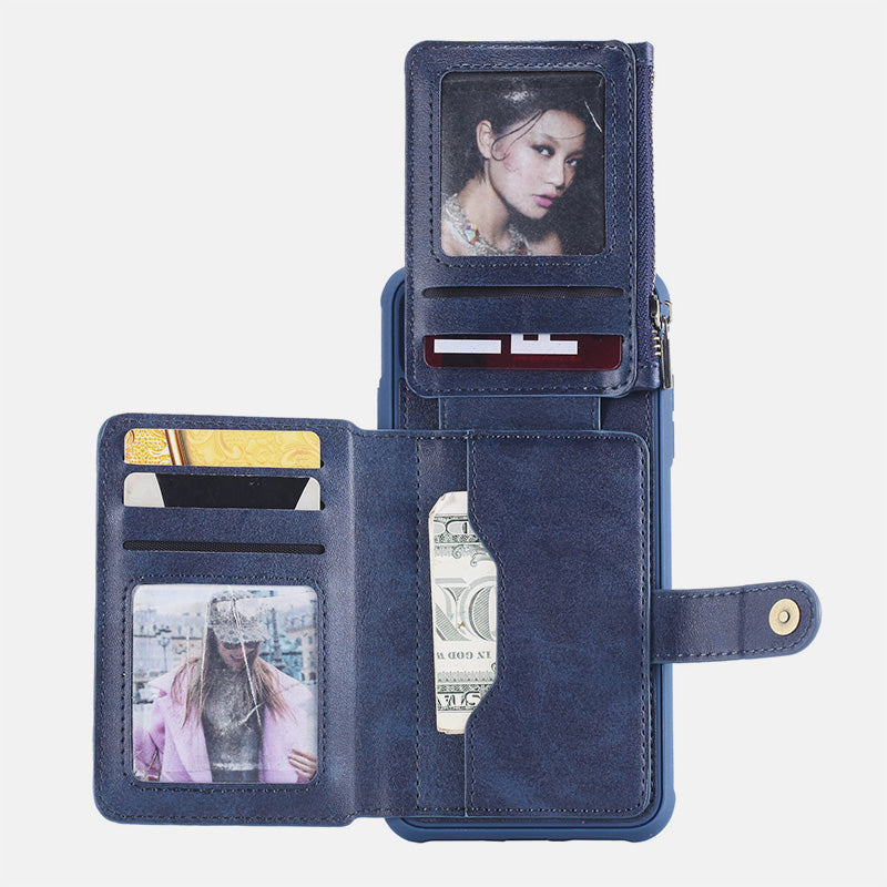 Leder-Brieftaschenhülle mit mehreren Steckplätzen für iPhone Samsung