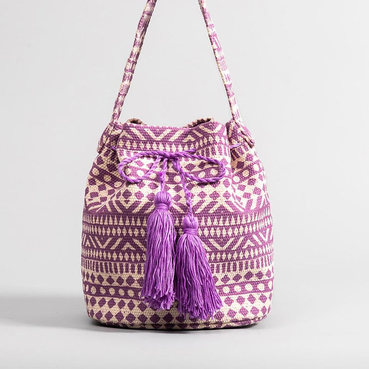 Umhängetasche für Damen im Bohemian-Stil, lässige Einkaufstasche aus Segeltuch