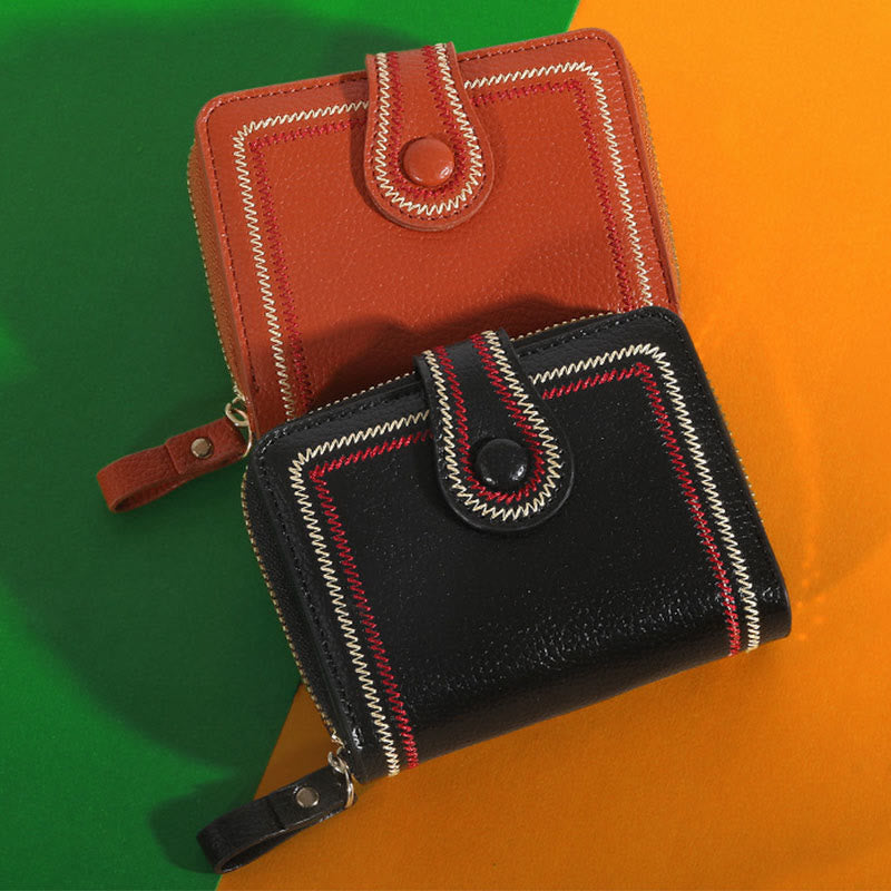 Süße kleine Geldbörse für Mädchen, kurzer Retro-Kartenhalter mit Reißverschluss