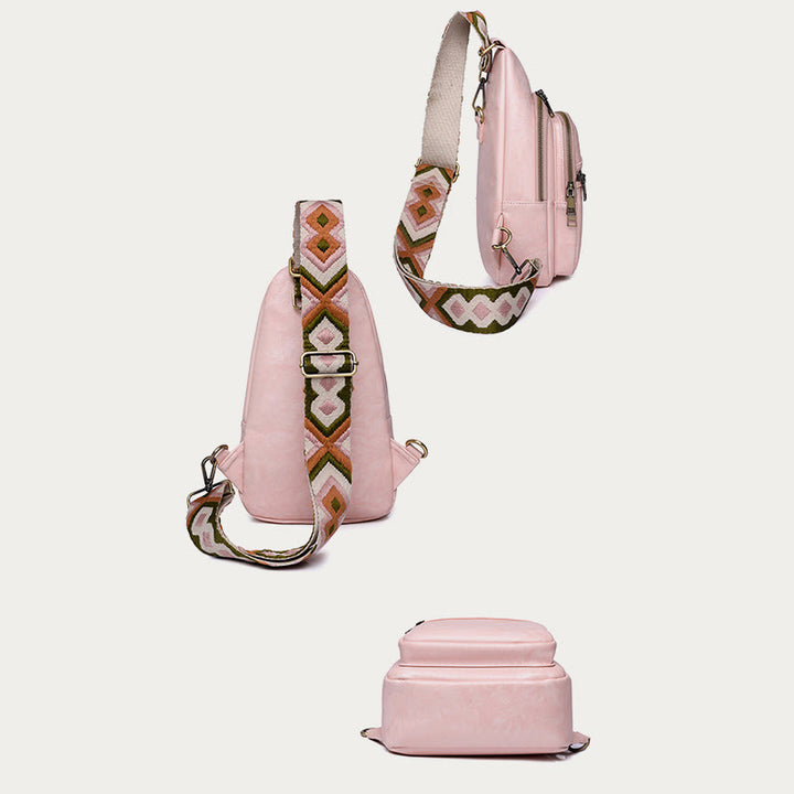 Schultertasche für Damen, breite Riemen, Retro-Umhängetasche aus Leder