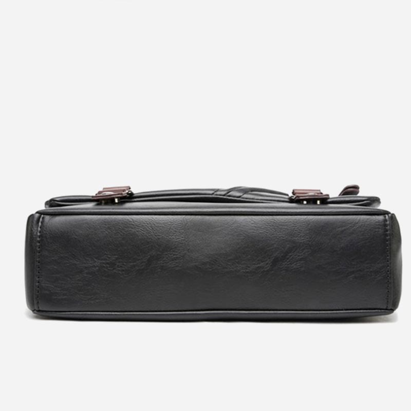 Messenger Bag für Herren, wasserdichte Schultertasche aus PU mit aufgesetzter Klappe