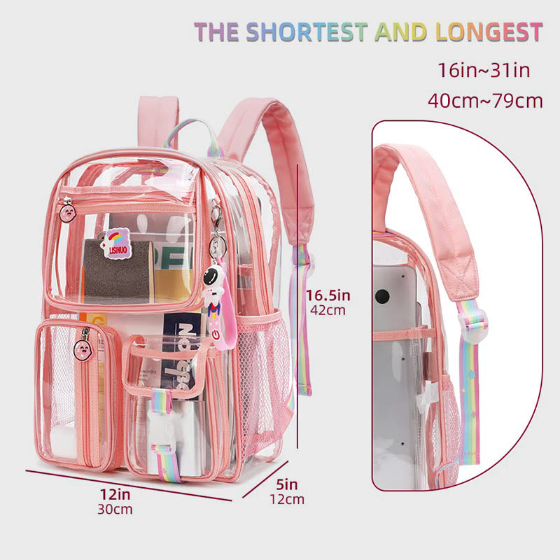 Transparenter Rucksack für Schüler, große Kapazität, Freizeit-Tagesrucksack aus PVC