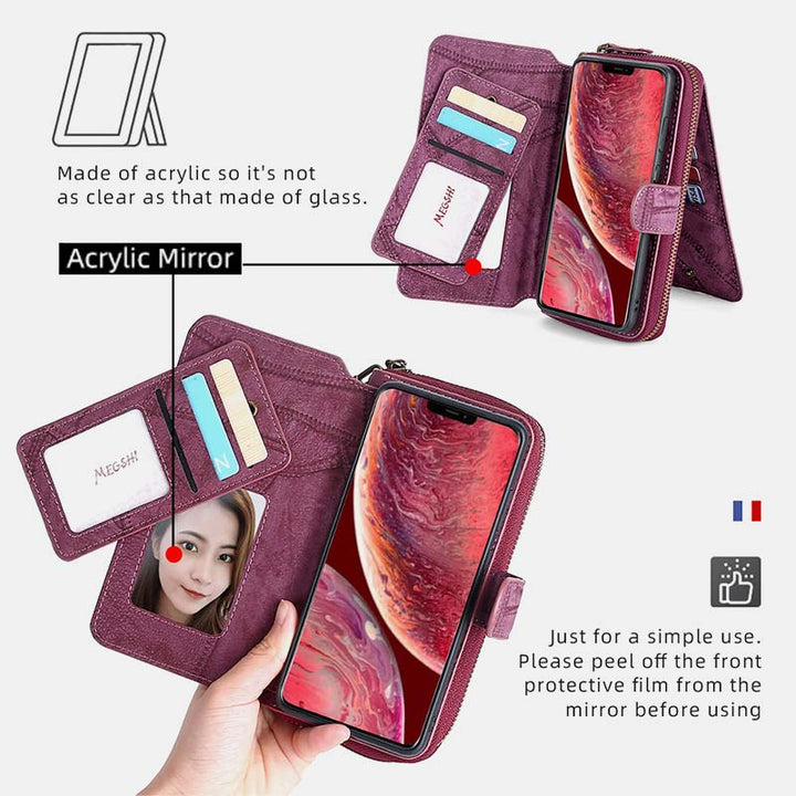 Brieftaschenhülle für die iPhone 15-Serie, magnetisch, abnehmbare Geldbörse