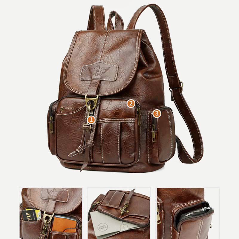 Veganer Lederrucksack für Damen, Vintage, Damen und Mädchen, lässiger Tagesrucksack