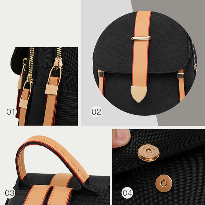 Nylon-Rucksack für Damen, einfarbig, Freizeittasche mit großer Kapazität
