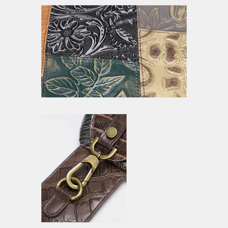 Schultertasche für Damen, Vintage, Folk-Custom, Leder, Reise-Umhängetasche