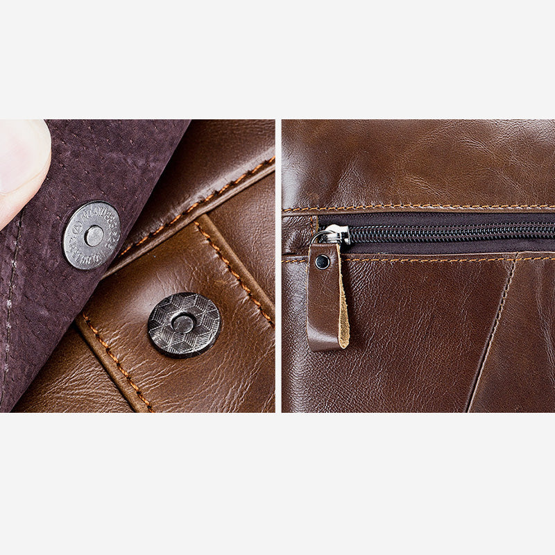 Große Kapazität Echtleder Retro Schultertasche Crossbody Tasche