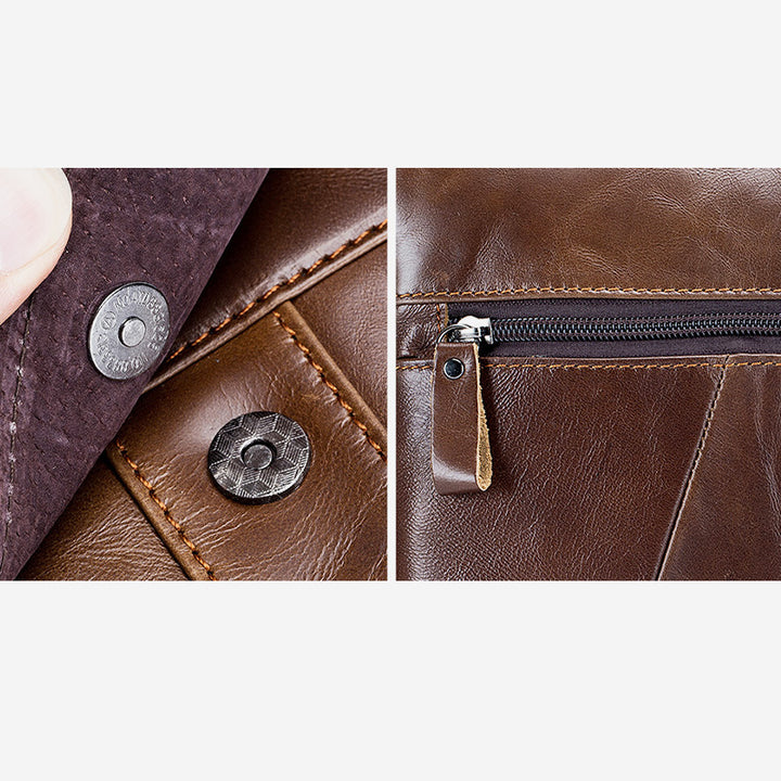 Große Kapazität Echtleder Retro Schultertasche Crossbody Tasche