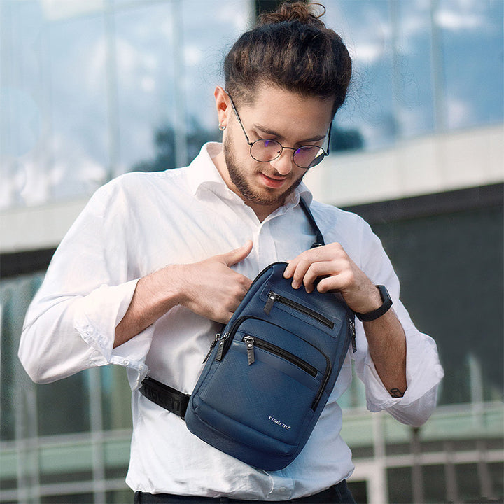 Wasserdichte, langlebige Schultertasche mit Reißverschluss und mehreren Taschen, großes Fassungsvermögen
