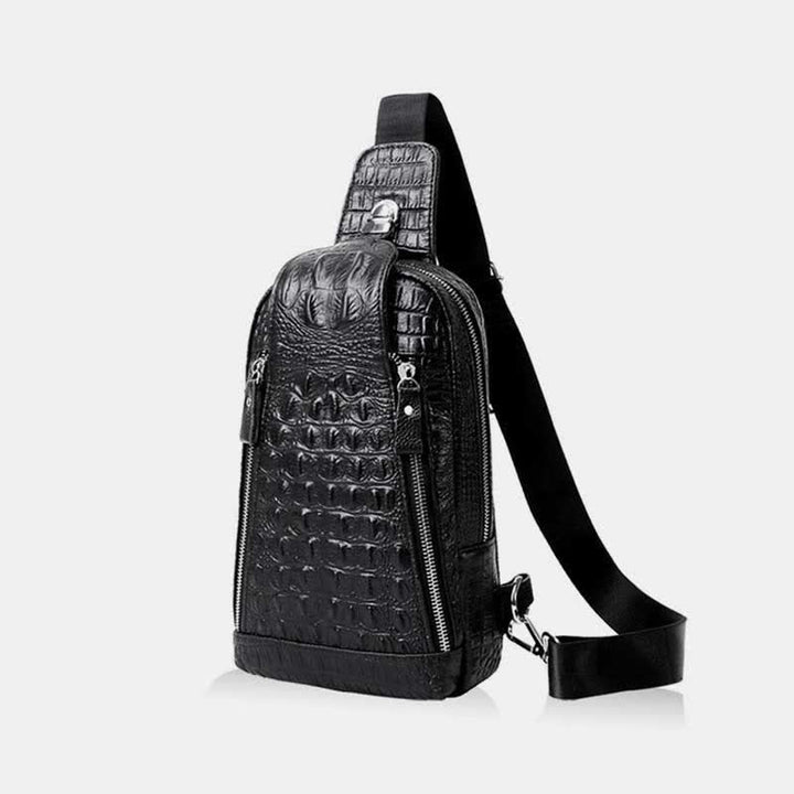 Krokodilmuster, modische Luxus-Schultertasche aus Rindsleder für Männer