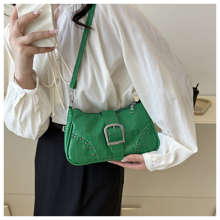 Umhängetasche aus Leder mit Krokodilmuster für Dating im Retro-Stil