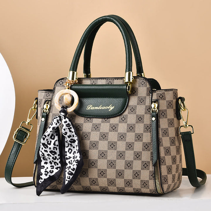 Britische Handtasche Damen Mini Seidenschal Dekor Elegante Umhängetasche