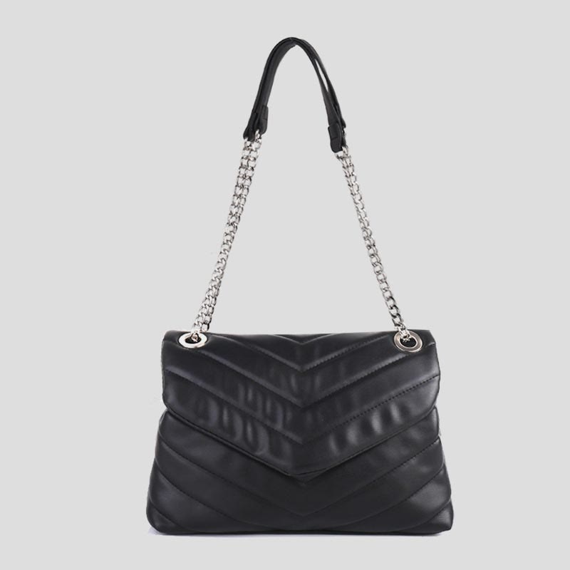 Umhängetasche für Damen, weiche Metallkette, V-förmige Kettenhandtasche