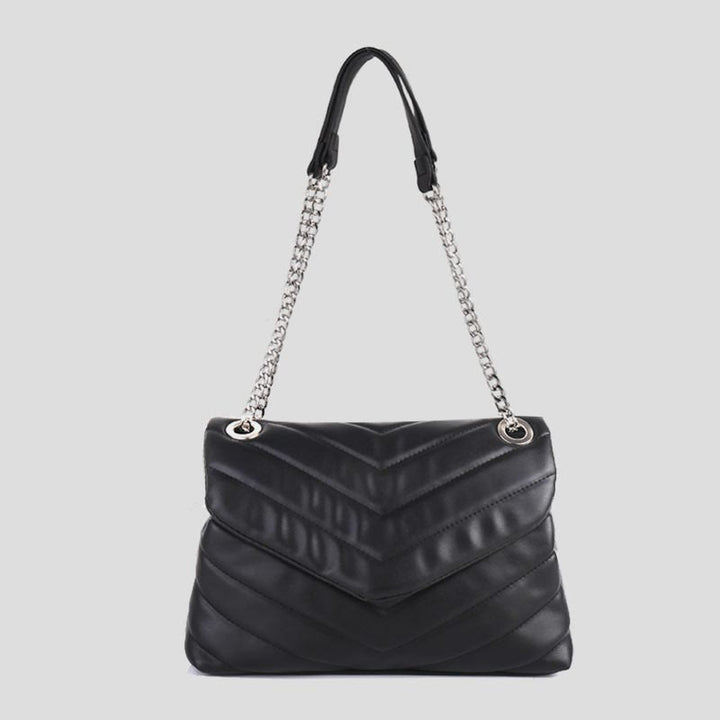 Umhängetasche für Damen, weiche Metallkette, V-förmige Kettenhandtasche
