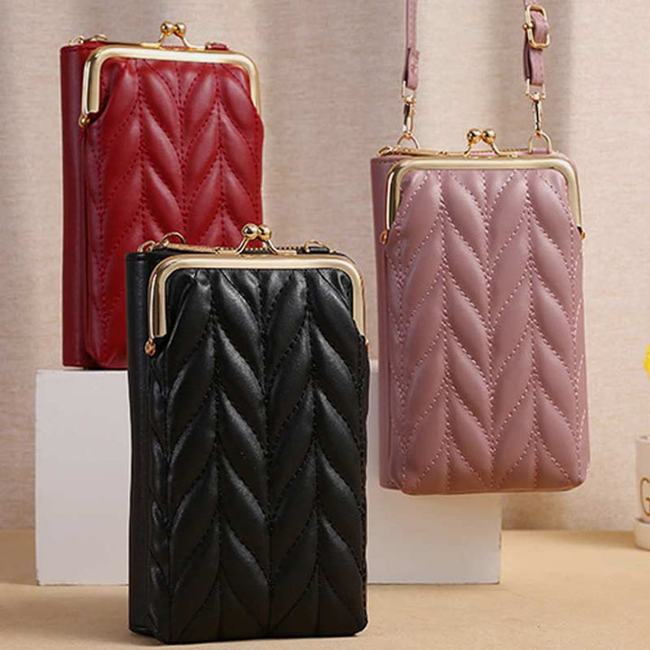 Leder-Handytasche für Damen, große Kapazität, Umhängetasche, Münzgeldbörse