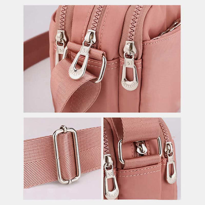 Kleine Umhängetasche mit dreifachem Reißverschluss für Damen, leichte, lässige Schultertasche