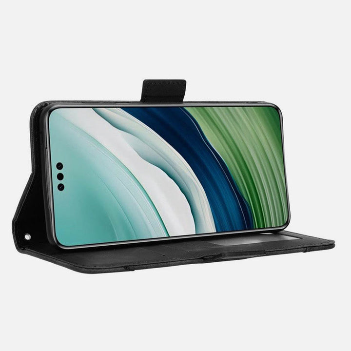 Huawei Mate 60 Clamshell-Telefonhülle aus Leder mit mehreren Kartenfächern