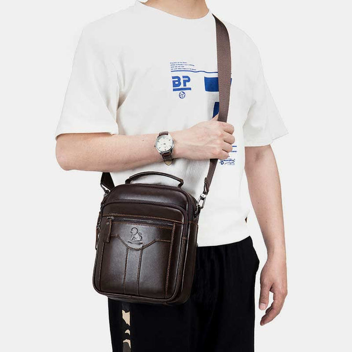 Kleine Umhängetasche aus echtem Leder mit mehreren Taschen, Schultertasche, Reisetragetasche