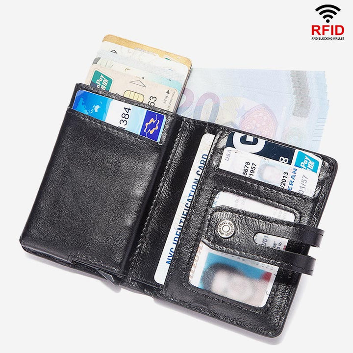 RFID Echtleder Business Kurze Geldbörse mit Kette