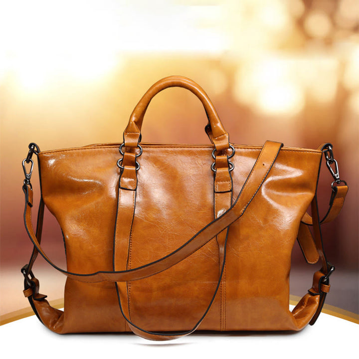 Große Reisetasche für Damen, minimalistische Handtasche aus schlichtem Leder