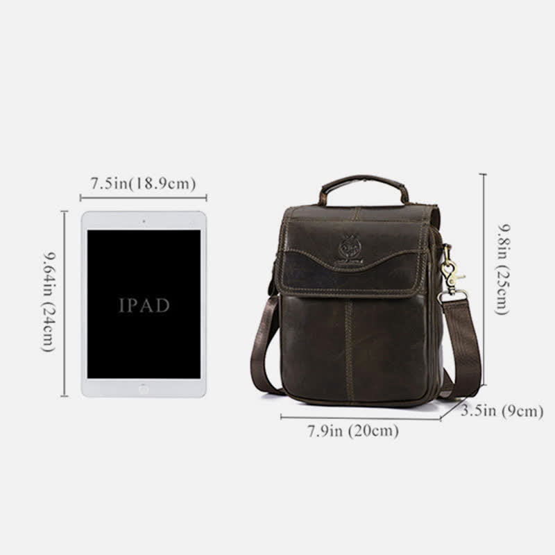 Echtes Leder Messenger Schultertasche für Männer Multi-Pocket Kleine Handtasche