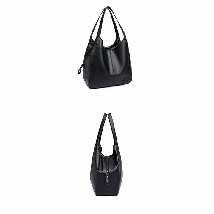 Hobo-Tasche mit drei Fächern für Damen, Schultertasche aus PU-Leder