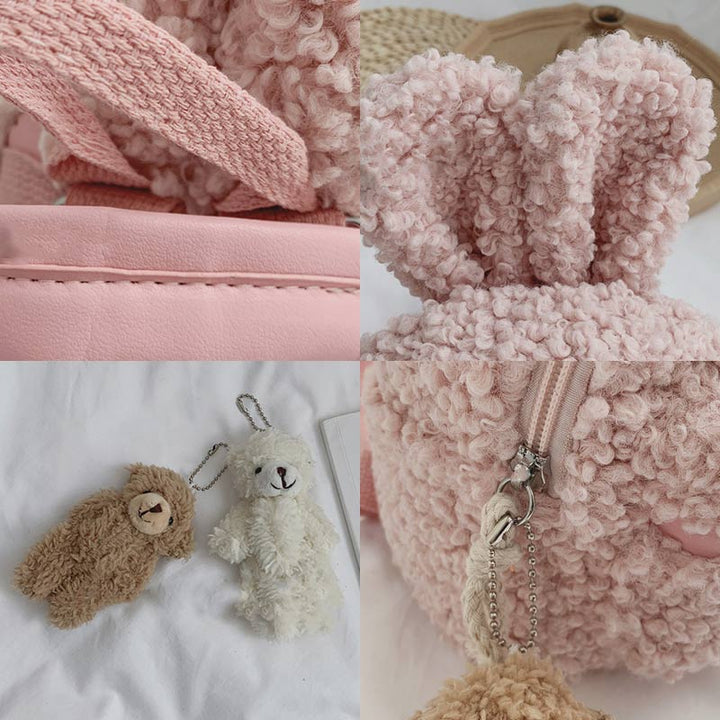 Multi-Trage-Rucksack für Babys/Kleinkinder mit Kaninchenohren aus Plüsch, Mini-Rucksack für Jungen und Mädchen