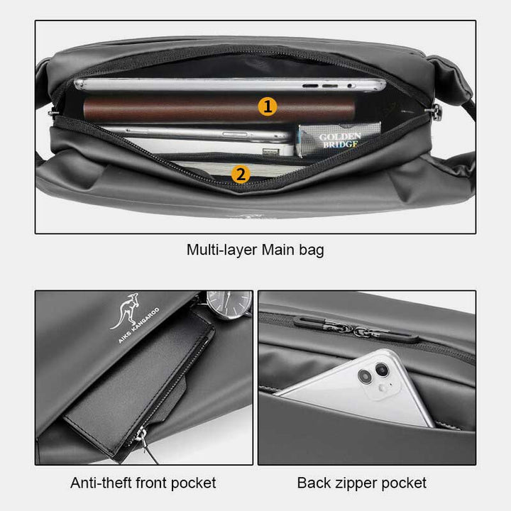Lässige, multifunktionale, wasserdichte Schultertasche mit großem Fassungsvermögen